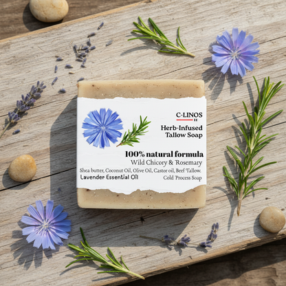 Wild Chicory & Rosemary Soap with Lavender scent